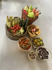 Miniature Fruit And Veg Baskets Dolls House Shop Handmade 1:12 Scale