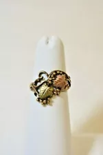 Vintage 14K solid Yellow & Rose & Yellow Gold Leaf Ring Size 4 1/4 On Sale