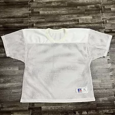 Vintage 90s Mesh Lacrosse Jersey Russell Athletic Cropped White XL Blank Sports