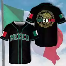 Personalization Mexico Mexican Eagle 3D BASEBALL JERSEY SHIRT All Over Print