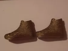 NEW PAIR OF GOLD HIGH TOP TENNIS SHOE FOR KEN DOLL,WILL FIT A SILKSTONE KEN