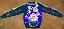 Ugly Christmas Sweater Naughty Snowman Not Olaf Lights Mens Medium