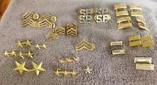 Vintage POLICE MILITARY PIN Lot Stripes Stars Bars S.P. Lot Gold Silver