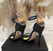 Rare Ruthie Davis X Minions Despicable Me Embellished Blaxk Sandal Heels 39