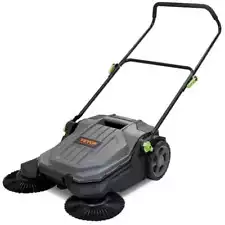 Walk-Behind Hand Push Floor Sweeper 25.6 in. Sweeping Width 5-Gal. Waste Contain