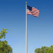 Super Tough 20ft 3 Sections Heavy Duty Residential Flagpole - Satin Finish