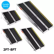 2'-8' Folding Aluminum Wheelchair Ramp Portable Mobility Scooter Non-Slip 600LBS