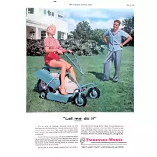 Lawn Mower 1955 Print Ad Fairbanks-Morse Mowers Let Me Do It 11"X14" Vintage