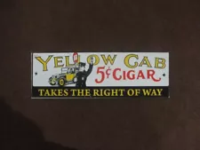 Porcelain Yellow Cab Enamel Metal Sign Plate Size 12 X 4 Inches