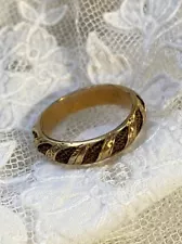 Antique Victorian 14kt Gold Mourning Hair Ring, 1.47 gr