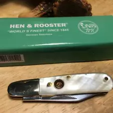 Hen and Rooster 2 5/8" Mother of Pearl Folder Pocket Knife HR241MOP