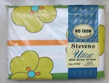 Vtg STEVENS Utica FULL Fitted SHEET Gazebo POLY Cotton FLOWER POWER Muslin NOS