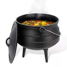 Potted Pans Cast Iron Cauldron with Lid - 10 QT Witches Cauldron African Potjie