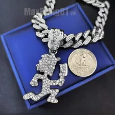 Silver Plated Hatchet Man 13mm 16"~30" Iced Cubic Zirconia Cuban Chain Necklace