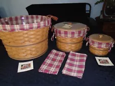 Longaberger Large Medium Small Bushel Basket Lot