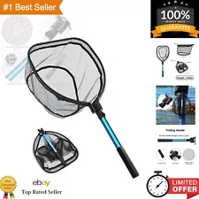 Versatile Rubber Coated Fishing Net with Belt Clip - Easy to Carry & Store