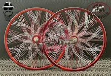 VINTAGE LOWRIDER 20" DAYTON RED/CHROME 144 TWISTED SPOKES FRONT & COASTER WHEEL