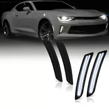 For 2016-2021 Chevy Camaro White LED Side Marker Light Smoke Housing Lamp SET