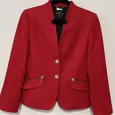 Vintage Mary Kay by Twinhill Red Womens Blazer Jacket Size SP Gold Button Zipper