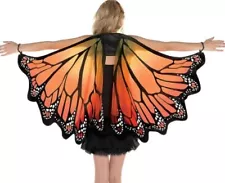 Monarch Butterfly Wings Costume for Women Black Orange Halloween Birthday Party