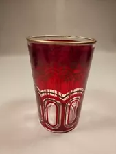 Antique Drinking Glass Ruby Red w/ Gold Paint 1 Inch Bottom