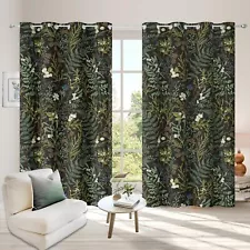 Asuexpect Vintage Botanical Curtains Green Plant Floral Room Darkening Gromme...