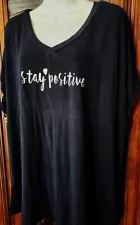 Women's PLUS Philosophy Woman Black V-Neck "Stay Positive" Shirt ~ Size 2X