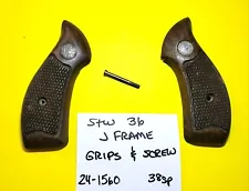 Smith & Wesson S&W J Frame Model 36 Wood Grips w/ Screw #24-1560