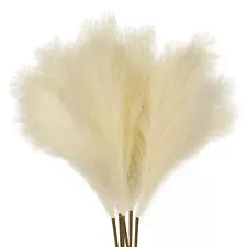 EZFLOWERY 6 Pcs 45"/115cm Faux Pampas Grass, Fluffy Artificial Tall Stems Beige