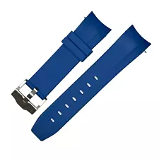 22MM Blue FKM Rubber Strap for Seiko SKX/SRPD/5KX with Silver Hardware