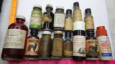 LOT OF 14 Vintage Trapping Scent Lure Bottles MINK MUSKRAT BEAVER RABBIT