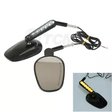 Black Muscle Rearview Mirrors LED Turn Signal For Harley VROD V-Rod VRSCF 09-17 (For: 2013 V-Rod)