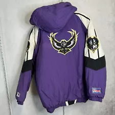 Rare Vintage STARTER Jacket Baltimore Ravens Embroidered Pullover Coat Mens XXL