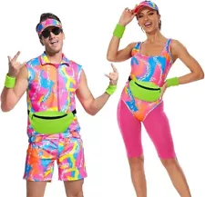 80s Workout Costume Couples Barbie Ken Halloween Cosplay Sz XL