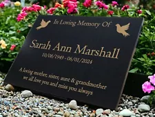 Personalised Engraved Granite Memorial, Grave Marker, Crem, 29x21cm, Dove