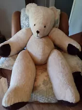 Vintage Jointed Teddy Bear Plush Huge Huge Realistic Rare Extra Large