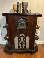 Rare 1938 Zenith 7-S-261 Deco Bookcase Console Radio w/Black Shutter Dial