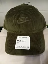 NIKE Baseball Cap HERITAGE 86 Green Corduroy Cotton Adjustable Strapback