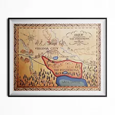 The Ponderosa Ranch Map Poster Bonanza TV Intro Opening Nevada Western 18 x 24