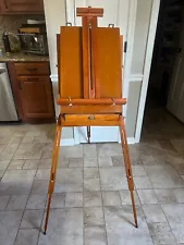 FRENCH EASEL WOODEN BOX PORTABLE FOLDING Art Sketch ARTIST PAINTER Cleaned Used