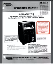 Lincoln IDEALARC TIG-300 Welder Operating Manual 24 pages Year 1988 Comb Bound