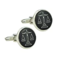 Black Round Scales of Justice Lawyer Masonic Barristers CUFFLINKS GIFT BAG