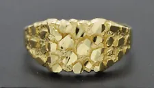 Real Solid 10K Yellow Gold Mens Nugget Square Ring 10.7mm ALL Sizes