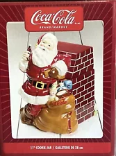 Vtg Coca Cola Santa at Chimney Cookie Jar w/ Bag of Toys by Gibson Overseas 11"