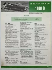 1963 INTERNATIONAL HARVESTER 1100 D PICKUP TRUCK Ratings Equipment Dims Weights