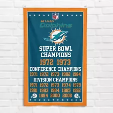 For Miami Dolphins Nation 3x5 ft Banner Super Bowl Champions Flag