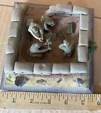 PAINTED WW2 Diorama w/base 4 G.I. Soldiers with Sandbag Mortar Crew 1:35 5”x 5”