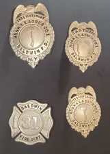 Vintage Obsolete Baldwin New York Fire Department Badges NYFD