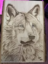 wood burn art The Wolf Signed And Sold By Artist