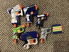 Lot Of Nerf Gun Pistols, N-Strike/Zombie Strike Jolt, Triad EX-3 Blue And White